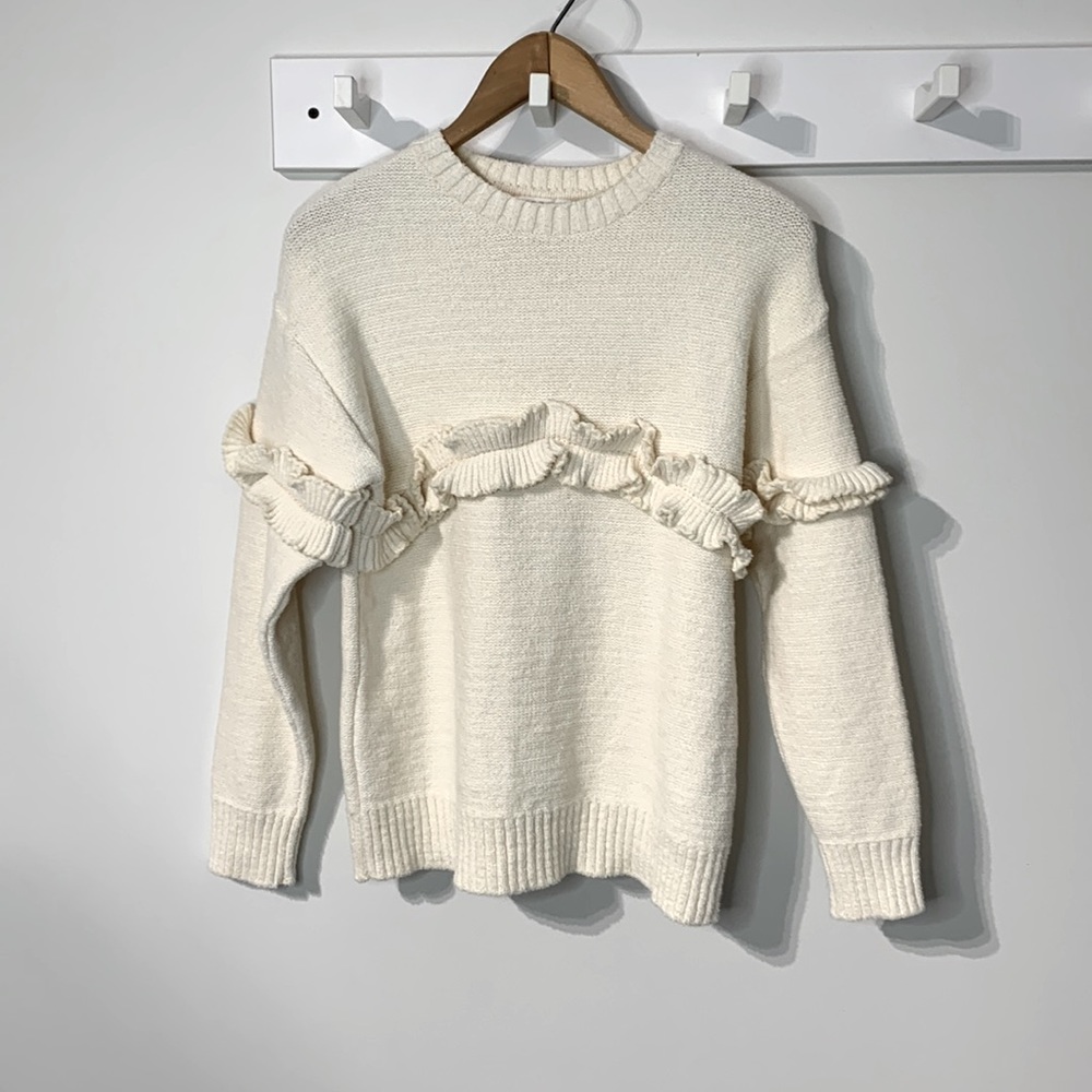Zara Fancy Collection Ruffle Knit Sweater